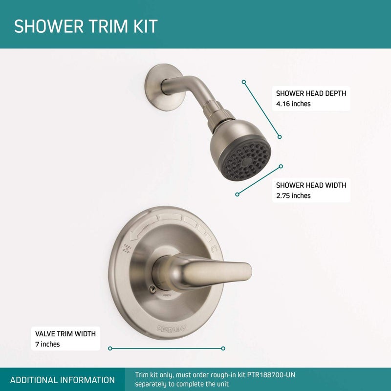Peerless Single-Handle Shower Faucet Trim Kit with Single-Spray Touch-Clean Shower Head, Brushed Nickel PTT188743-BN (Valve Not Included) - Image 3
